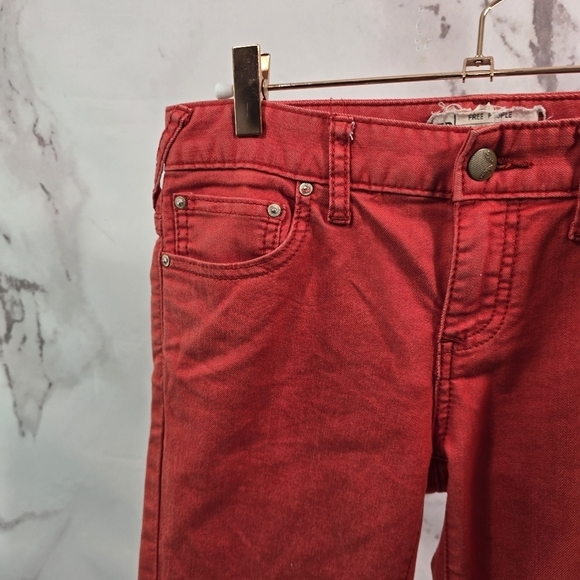 Free People Jeans Womens 26 Red Pink Ombre Skinny Denim Mid Rise Colored - Picture 2 of 11